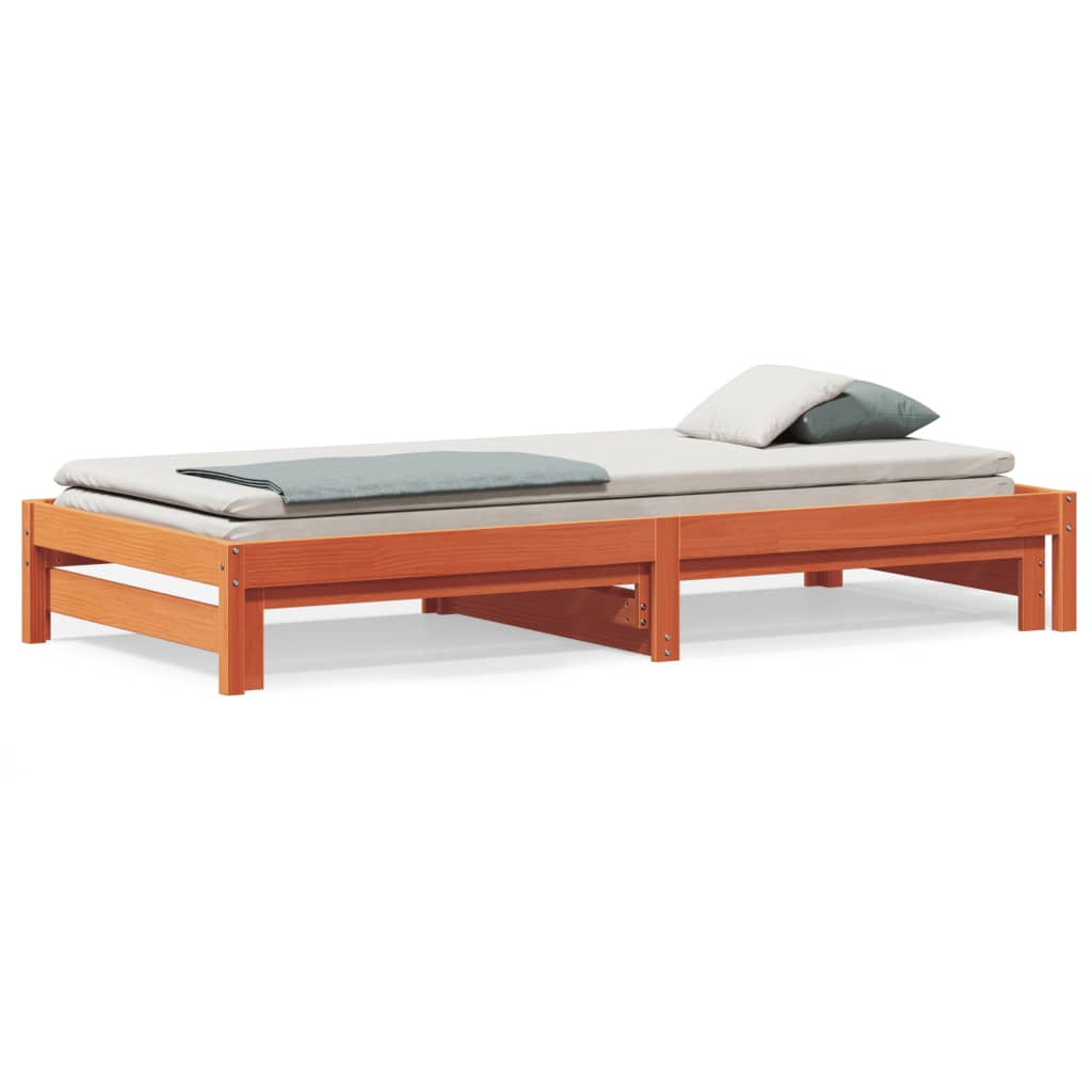 Day Bed with Trundle without Mattress Wax Brown 90x200 cm
